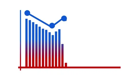 Bar chart and line graph icon showing financial data trend analysis and bus.. Stock Footage 336884034