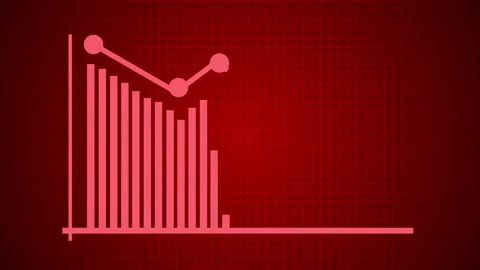 Bar chart and line graph icon showing financial data trend analysis and bus.. Stock Footage 336884041