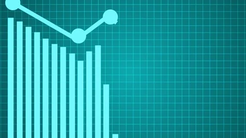 Bar chart and line graph icon showing financial data trend analysis and bus.. Stock Footage 336884088