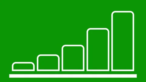 Bar chart animating with rising trend from left to right on green screen. Stock Footage 334701320