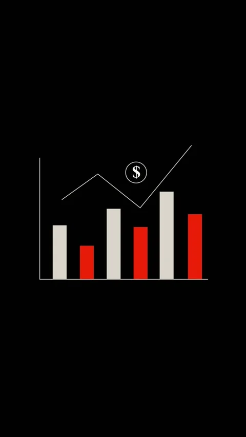Bar chart animation with dollar sign. Bar chart red financial growth data. .. Stock Footage 346054170