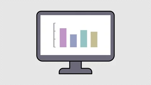 Bar chart animation moving up and down on a computer monitor screen Stock Footage 333672172