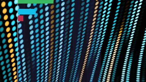 Bar chart animation over colorful dots forming wavy patterns Stock Footage 313170781