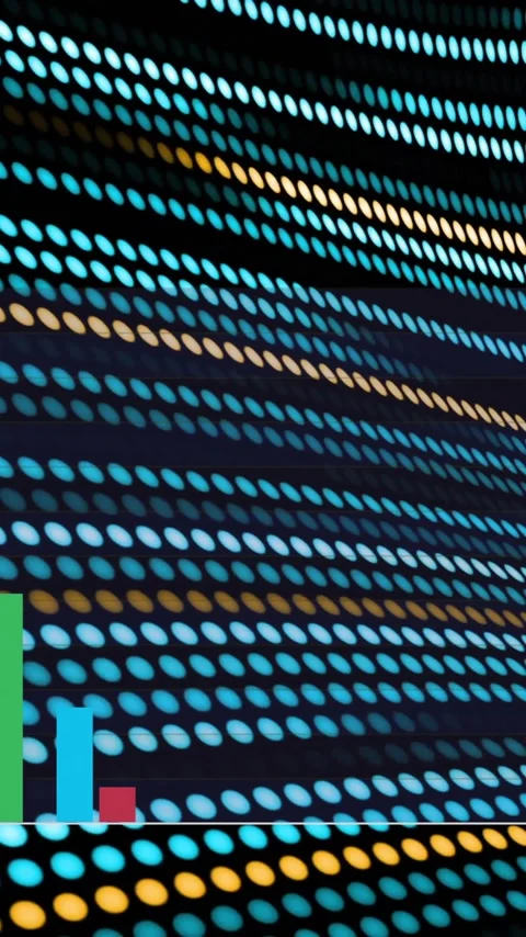 Bar chart animation over colorful dots forming wavy patterns Stock Footage 320150539