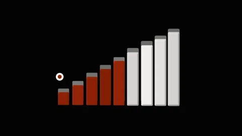 Bar chart animation with red and white. Bar chart ascending size transition.. Stock Footage 337566699