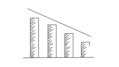 Bar chart animation showing a downward financial trend over time Stock Footage 340466459