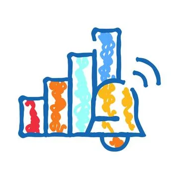 Bar chart bell alert notification success increase icon Stock Illustration