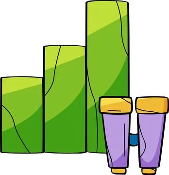 Bar chart binoculars illustration vector market analysis イラスト素材