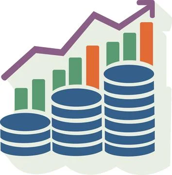 Bar chart coin stack financial growth Stock Illustration