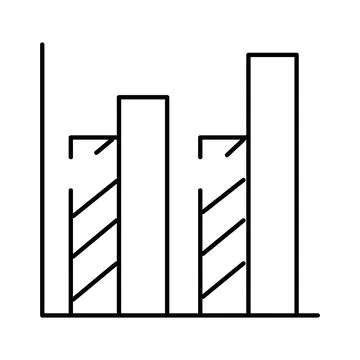 Bar chart comparing data points with trends icon Stock Illustration