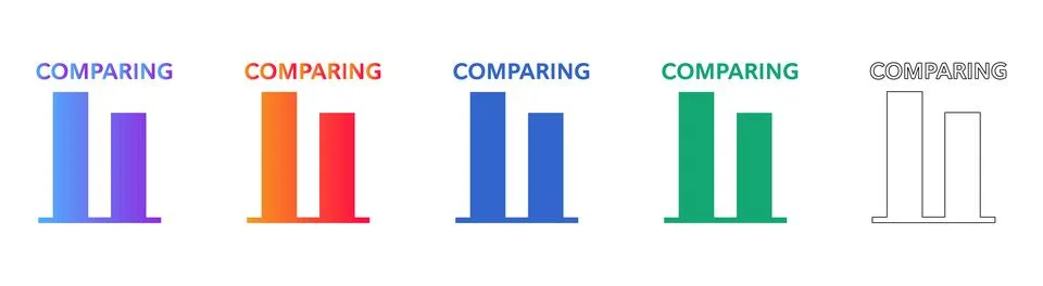 Bar Chart Comparison Analytics Icon Set Illustrazione stock
