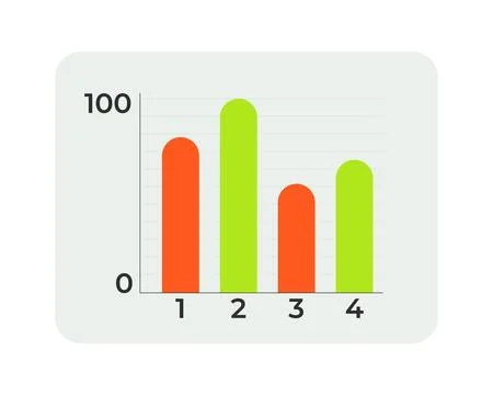 Bar chart comparison with four category flat UI data visualization element 스톡 일러스트