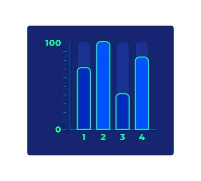 Bar chart comparison with four category neon dashboard UI element 스톡 일러스트