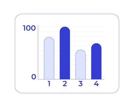 Bar chart comparison with four category line style dashboard element Stock Illustration