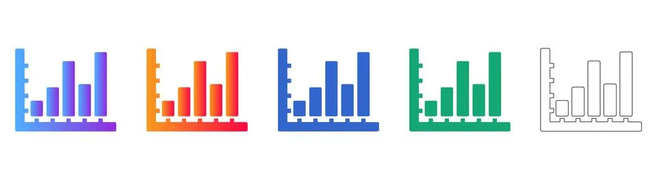 Bar Chart Data Analysis Icons 스톡 일러스트