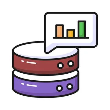 Bar chart with database showing concept vector of database analysis, premium Illustrazione stock