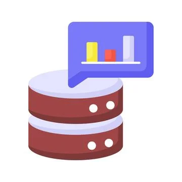 Bar chart with database showing concept vector of database analysis, premium Stock Illustration