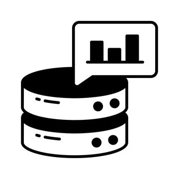 Bar chart with database showing concept vector of database analysis, premium Illustrazione stock