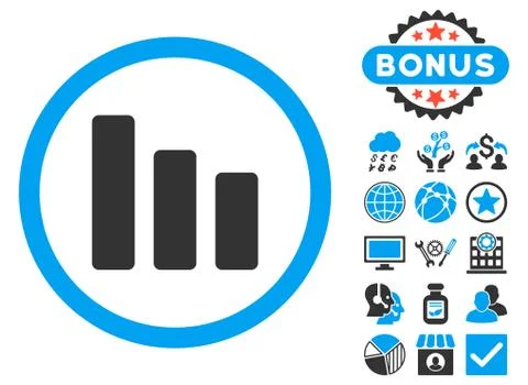 Bar Chart Decrease Flat Vector Icon with Bonus 库存插图