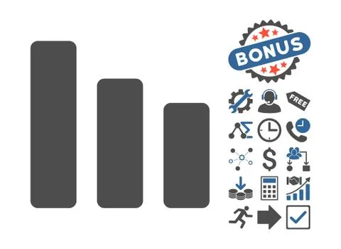 Bar Chart Decrease Flat Vector Icon With Bonus Stock Illustration