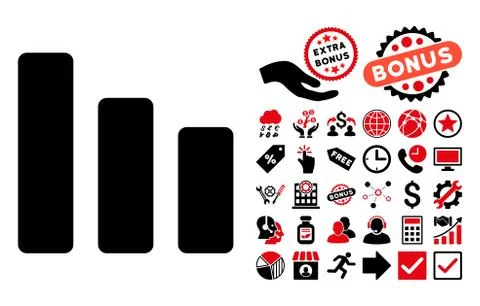 Bar Chart Decrease Flat Vector Icon with Bonus 库存插图