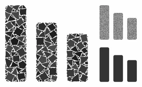 Bar chart decrease Mosaic Icon of Ragged Pieces 库存插图