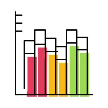 Bar chart displaying data analysis and financial statistics Stock Illustration