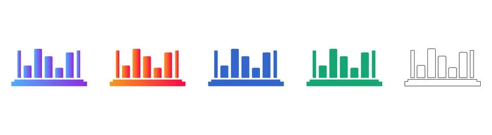 Bar Chart Distribution Icon Set 스톡 일러스트