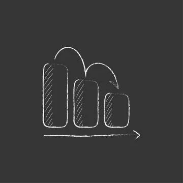 Bar chart down. Drawn in chalk icon Stock Illustration