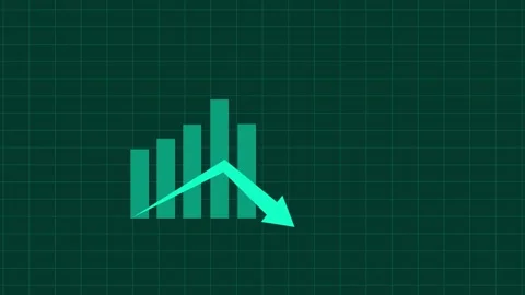 Bar Chart with Downward Arrow on Green Grid 2026 Animation Stock-Footage 325239706