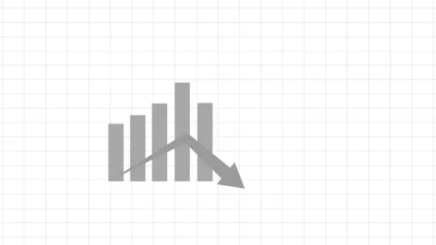 Bar Chart with Downward Arrow on Green Grid 2026 Animation Stock Footage 325239788