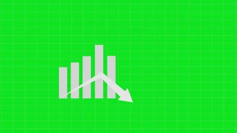 Bar Chart with Downward Arrow on Green Grid 2026 Animation Stock Footage 325239845