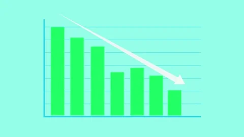 Bar Chart with Downward Trend Arrow, Animated Bar Chart for Business Growth.. Stock Footage 317642237