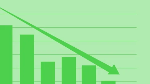 Bar Chart with Downward Trend Arrow, Animated Bar Chart for Business Growth.. Stock Footage 317642254