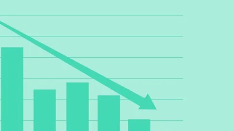 Bar Chart with Downward Trend Arrow, Animated Bar Chart for Business Growth.. Stock Footage 317642260