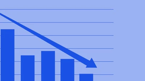 Bar Chart with Downward Trend Arrow, Animated Bar Chart for Business Growth.. Stock Footage 317642273