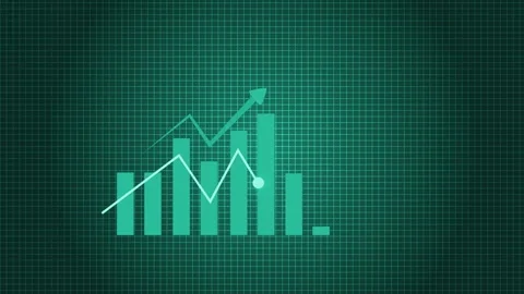 Bar Chart with Downward Trend on Grid Animation Stock Footage 309885569