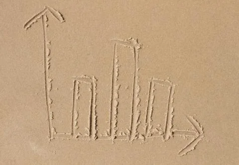 Bar chart drawn in the sand Stock Photos