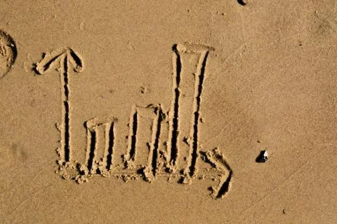 Bar chart drawn in the sand Stock Photos