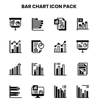 Bar Chart DuoTone Set Icons Pack Stock Illustration