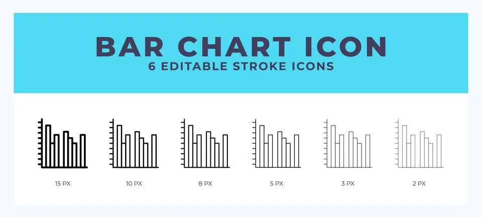 Bar chart editable line icon. Vector illustration with different stroke. Illustrazione stock