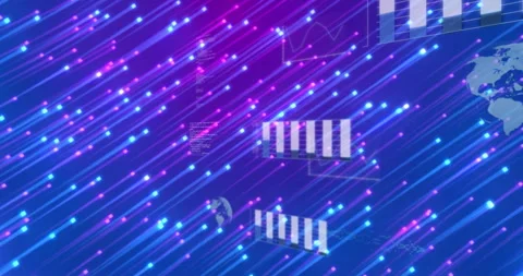 Bar chart emerging after one second, bars rising and code scrolling visualizing Vidéo 313494398