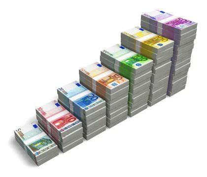 Bar chart from euro banknotes Stock Illustration