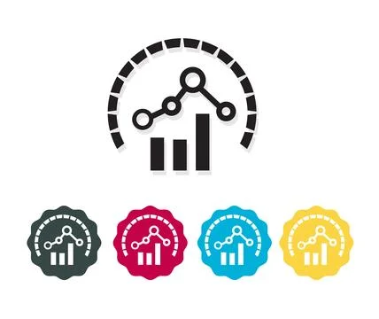 Bar Chart with Finance Progress Icon Stock Illustration