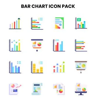 Bar Chart Flat Scalable Icons Pack Illustrazione stock