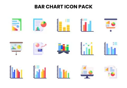 Bar Chart Flat UI Icons Pack Stock Illustration