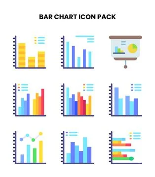 Bar Chart Flat Vector Icons Pack Stock Illustration