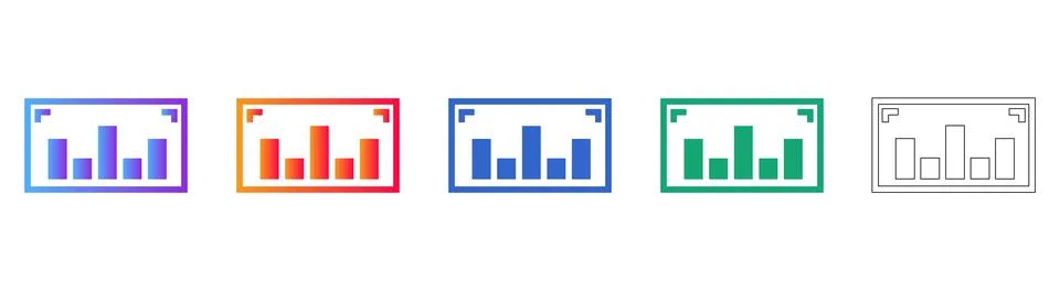 Bar Chart Focus Frame Collection Stock Illustration