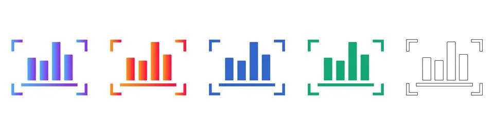 Bar Chart Focus Frame Icons Stock Illustration