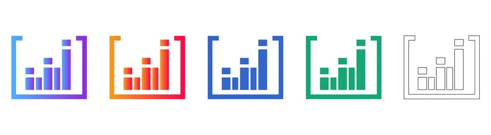 Bar Chart Framing Icon Set Stock Illustration